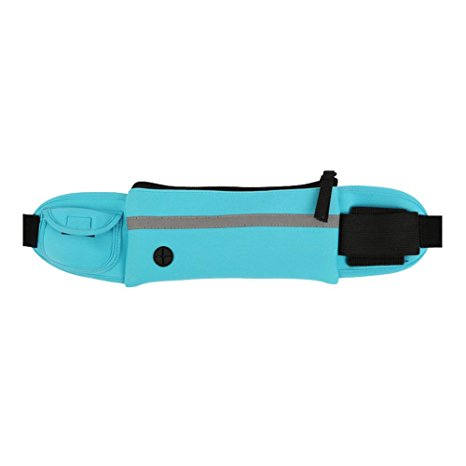 Refoss Running Waist Pack, Waterproof Fanny Pack, Expandable Sport Belt with Water Bottle Holder, Great for Biking, Hiking, Travel and Outdoor Activities - Azure