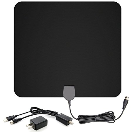 Allwithone HDTV Antenna Super Thin Digital Indoor HDTV Antenna - 50 Miles Range Free HD Television and Connects Directly to Your TV