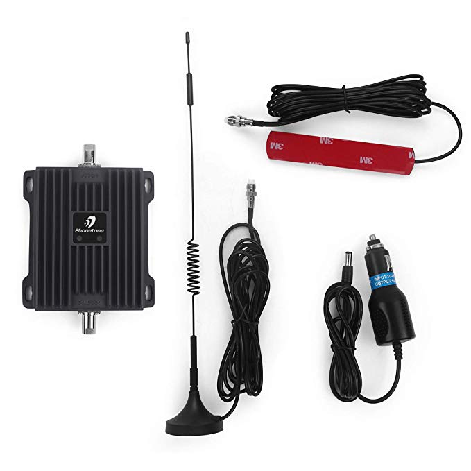 Cell Phone Signal Booster for Car and Truck - 45dB Dual Band 850/1900MHz GSM 3G Repeater Amplifier for Vehicle with Antenna - Boost Voice and 3G Data