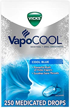 Vicks VapoCOOL Medicated Drops, 5 Packs of 50 (250 Drops Total) - Soothe Sore Throat Pain Caused by Cough