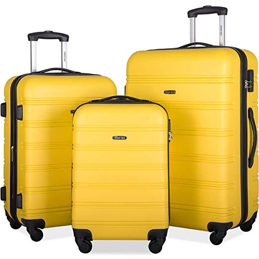 Merax 3 Pcs Luggage Set Expandable Hardside Lightweight Spinner Suitcase (yellow2019)
