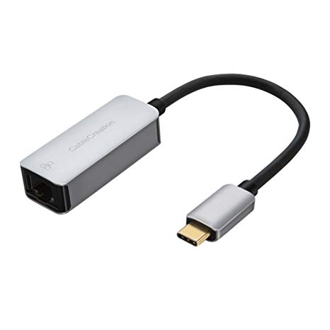 USB-C to Ethernet, CableCreation Type C (Thunderbolt 3 Compatible) to Rj45 Gigabit 10/100/1000 LAN Network USBC Charger Adapter, Compatible MacBook(Pro), Chromebook Pixel,Dell XPS 13/15,Space Gray