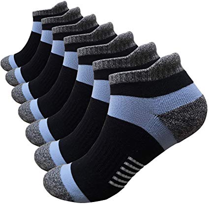 Men's Low Cut Running Sock Cotton 3/7 Pack Performance Comfort No Show Athletic Cushion Socks Tab L and XXL