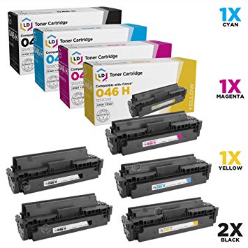 LD Compatible Toner Cartridge Replacements for Canon 046H High Yield (2 Black, 1 Cyan, 1 Magenta, 1 Yellow, 5-Pack)