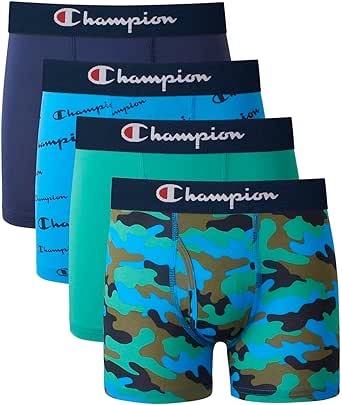 Champion Men's Boys' Everyday Active Stretch Boxer Briefs, 4-Pack Large, Assorted, Assorted, Large