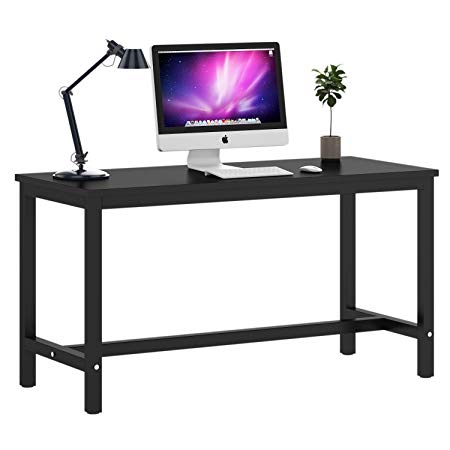 Athomestore Computer Desk, 55" Large Office Desk Computer Table Writing Desk-Modern, Simple, Study, for Home Office (Black)