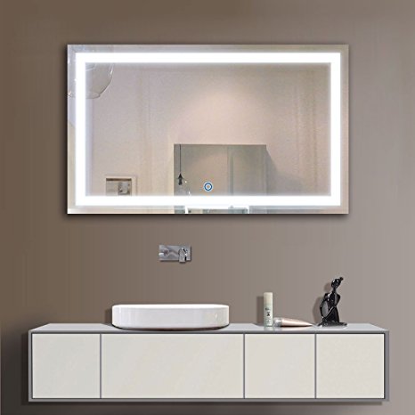 DECORAPORT 40 Inch 24 Inch Horizontal LED Wall Mounted Lighted Vanity Bathroom Silvered Mirror with Touch Button (A-CK010-G)
