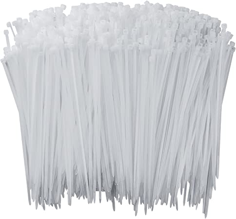 1000 Pcs White Zip Ties, 6 Inch Self-Locking Nylon Cable Ties, Premium Heavy Duty Plastic Wire Ties Wraps for Indoor and Outdoor