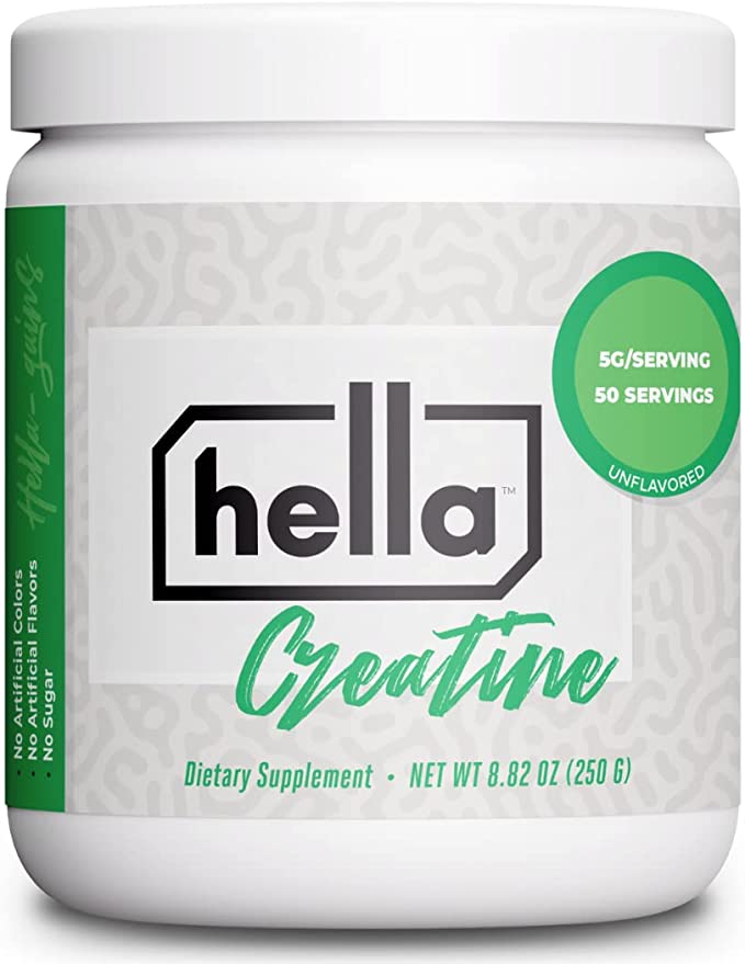 Hella Creatine Monohydrate Powder (Micronized) Supplement Unflavored | 250G | 50 Servings | Build Muscle & Improve Athletic Performance | Pre Workout Energy & Post Workout Recovery for Men & Women