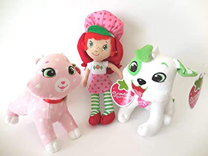 Strawberry Shortcake Custard Cat and Pupcake Dog 10 Inches