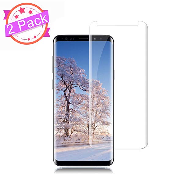 [2 Pack]Galaxy S9 Screen Protector [9H Hardness][Anti-Scratch][Anti-fingerprint][Anti-Bubble][3D Curved][High Definition] [Ultra Clear] Tempered StinkLight Glass Screen Protector for Samsung Galaxy S9