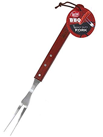 TableCraft BBQF BBQ Stainless Steel Fork with Wood Handle, 20-Inch, Silver