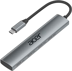 Acer USB C Hub, 10Gbps USB C Splitter with 4 USB-C 3.2 Port, High Speed USB C Multiport Adapter for MacBook Air/Pro, iPhone 15/15 Pro, iPad Pro/air, Surface Pro, Chromebook, Dell XPS and More - Grey