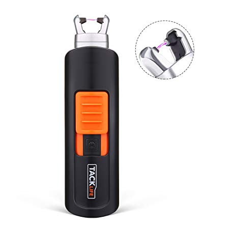 Lighter, Tacklife ELY03 Electric Arc Lighter USB Rechargeable Flameless No Butane Pocket Size Cigarette Lighter Windproof 400 Times Spark Mini Candle Lighter for Barbeques, Camping, Kitchen and Stove