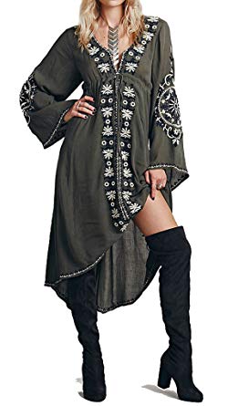 R.Vivimos Women Cotton Embroidered High Low Long Dresses