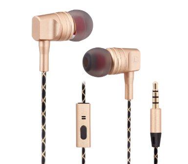 BthdhkTM Best In-ear Headphonesmetal Shell Wired Super Bass Hifi Stereo In-ear Headset S with Mic for Tabletsipod Ipad Iphone and Android Phone Etc -- Gold 1
