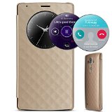 Top Quality LG G4 Quick Circle Case - Ankway LG G4 Wireless Charging Back with Smart Wake UpSleep View Window Creative Flip Cover Design- NFC Supported Gold