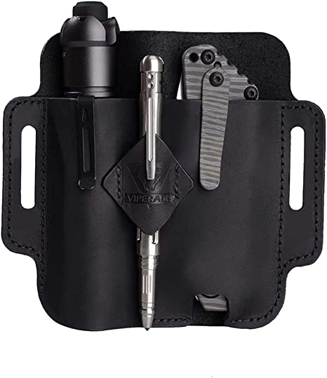 VIPERADE PJ19 Multitool Sheath, EDC Belt Organizer Sheath for Men, Leather Sheath for Men, Leather Flashlight Holster for Belt, Pen Holder for Tactical Pen