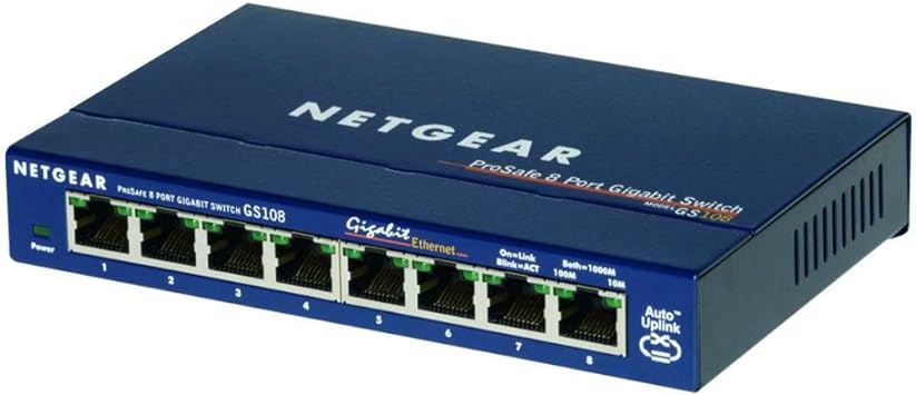 NETGEAR GS108 ProSafe 8-Port Gigabit Switch, Blue