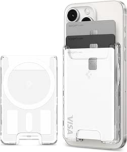 Spigen Ultra Hybrid (MagFit) Magnetic Wallet Card Holder Designed for MagSafe Compatible with iPhone 15, iPhone 14, iPhone 13, iPhone 12 Models - Crystal Clear