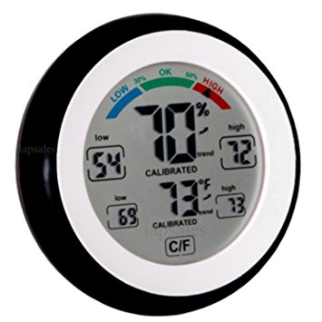 Pro Series High End Humidity Monitor& Temperature Gauge, Easy to Read: Simple Accurate Meter with Max / Min History Perfect for Your Home Baby / Nursery / Kids Room, Basement, Wine Room or Car