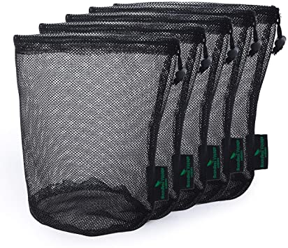 usharedo 5pcs Nylon Mesh Drawstring Bag Sports Equipment Bag Outdoor L