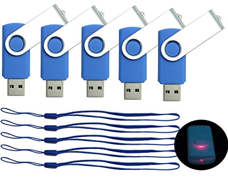 CaseBuy High Quality 256MB/512MB/1GB/2GB/4GB/8GB/16G USB Flash Memory Drives in Bulk 5pcs   5pcs Lanyards (256MB,Light Blue)