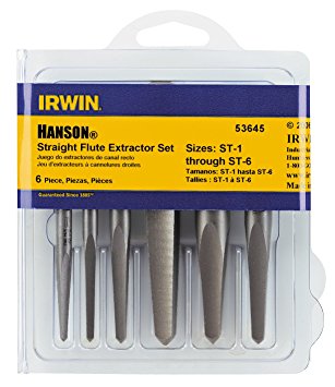 Irwin 53635 5 Piece Straight Screw Extractor Assortment for Removing Screws and Bolts 3/16-Inch to 5/8-Inch and 5-Millimeter to 16-Millimeter