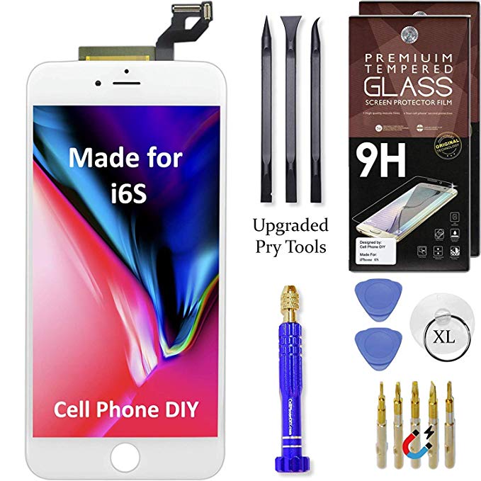 Cell Phone DIY White LCD Screen Replacement Kit Compatible with iPhone 6S - 4.7"