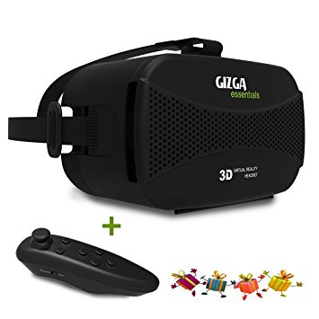 GIZGA 3D VR Box 3D VR Glasses Headset 3D Virtual Reality 3D Glasses with 360 immersive experience With Remote Bluetooth For 3.5-5.5 inch Smartphones (Black)