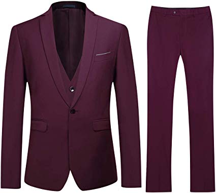 Men's Slim Fit 3 Piece Suit One Button Blazer Tux Vest & Trousers