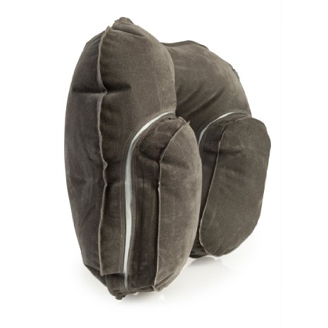 Enky Travel Pillow (Dark Grey) - Deluxe Inflatable Neck Pillow - Quick Inflation - Soft Fabric - Actually Works