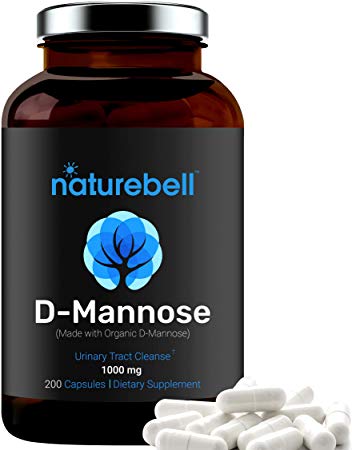 Maximum Strength D-Mannose 1000mg Per Serving, 200 Capsules, Supports Urinary Tract Cleanse and Bladder Health, Non-GMO and Made in USA