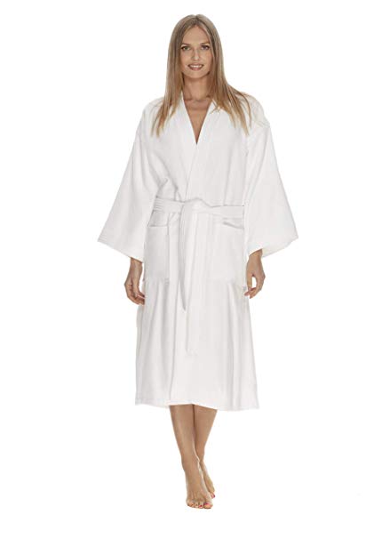 Boca Terry Womens Robe, 100% Cotton Spa Bathrobe in Terry Cloth - Medium, Large, XXL