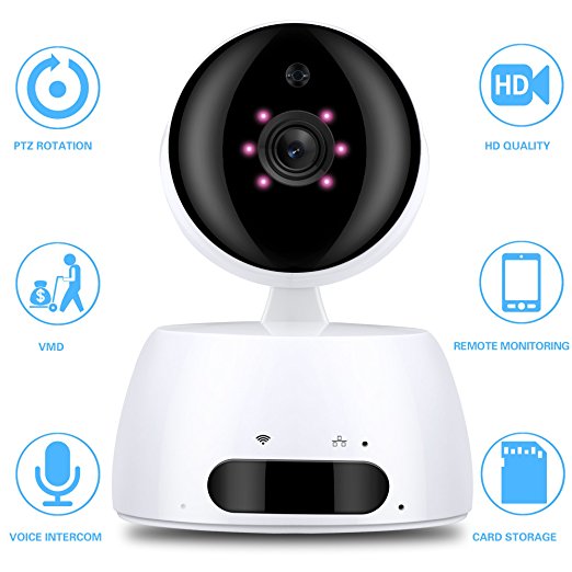 720P IP Wireless Security Camera WiFi Security Surveillance Camera Home Indoor Baby Monitor with Pan/Tilt,Motion Detection,IR Night Vision Two-Way Audio (White)
