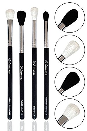 Pro Blending Brush Set - Smoky Eye Shadow Contour Kit - 4 Essential Shapes - Best Choice Crease, All Over Shader, Tapered, Soft Blender - For Shading & Blending of Eyeshadow Make Up Cream Powder Highlighter