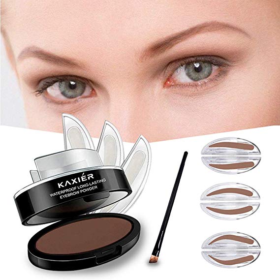 GL-Turelifes 3 Pairs of Seals Waterproof EyeBrow Stamp with Brow Brush Perfect Eye Brow Power One Second Make Up Nature Brow(Light Brown)