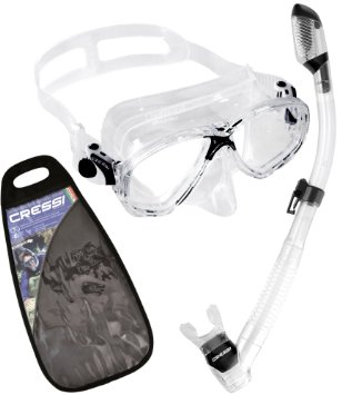 Cressi Snorkeling Gear, Mask Dry Snorkel Set with Bag - Cressi Italian Quality Since 1946