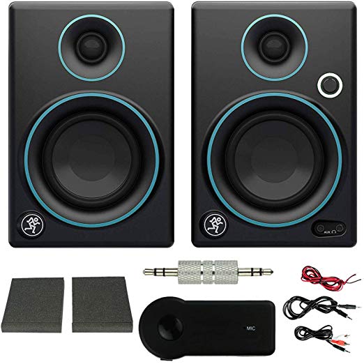 Mackie CR Series CR3 3" Creative Reference Multimedia Monitors (Pair) Blue   Xtreme Bluetooth 2-in-1 Wireless Audio Receiver (Exclusive Color) (Blue Trim)