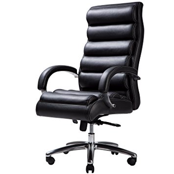 TOPSKY High Back Big & Tall 400 lb Thick Padded Soft Seat and Back Executive PU/PVC Leather Office Chair(Black)