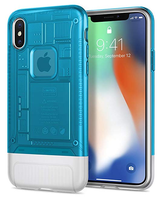 Spigen Classic C1 [10th Anniversary Limited Edition] iPhone X Case with Air Cushion Technology for Apple iPhone X (2017) - Blueberry