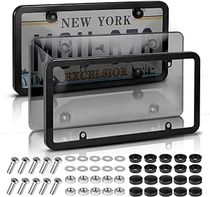 License Plate Frame, 2 Pack License Plate Cover, License Plate Protector 6×12 inches for US and CA Standard Plates with All Mounting Accessories, Black