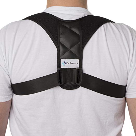 Posture Corrector for Women and Men - Adjustable Back Brace Corrects Smart Phone and Computer-Related Posture Problems - Spinal Support for Neck, Back and Shoulder Pain by Dr Posture (M/L) (36"-42")