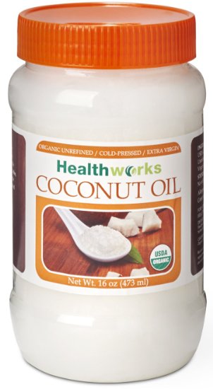Healthworks Coconut Oil 16 oz Organic Extra Virgin Cold Pressed USDA Certified 1 lb
