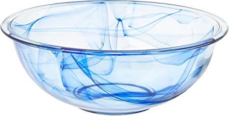 Pyrex mixing mixture craftsmanship. The artistry is evident s vivid swirls. And the bowl is crafted us, 9.2, Shades of Blue