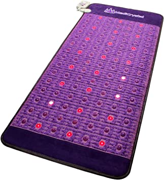 MediCrystal Far Infrared Amethyst Mat 72"L x 32”W   81 Natural Agates   24 Photon Red Lights - Bio Stimulation Therapy for Back Pain - FDA Registered Manufacturer - Professional FIR Heating Pad