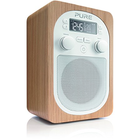 Pure Evoke D2 Portable Digital DAB/FM Radio with Real Wood Cabinet and Alarm - Oak