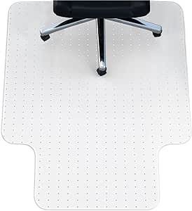 NINJA Easy Glide Office Chair Mat for Carpet, Ultra Strong Slip Resistant Under Desk Protector, No Divot Plastic Rolling Computer Mats, Semi Transparent Design 36x48 Inch, Clear Lipped Mat