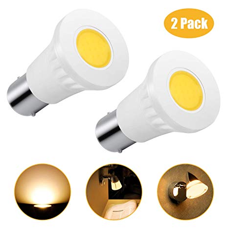 Kohree RV Boat Reading Lights 12 Volt RV LED Bulbs Direct 1139/1383 LED Replacement R12 BA15s 12V for RV Camper Trailer Marine Boat Motorhome Pack of 2 (Warm White)