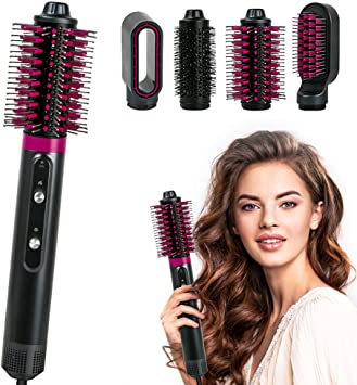 4in1 Hair Dryer Brush, Hot Air Brush and Volumizer, Ionic Hair Curler and Straight Hot Air Styler Hair Wrap for Salon Hair Styling Curling and Smoothing